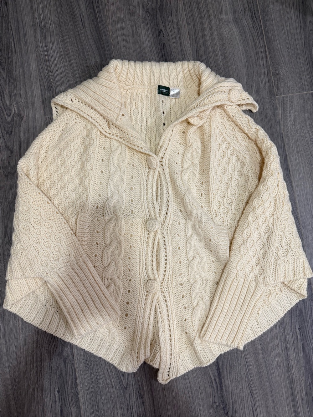 Cream Cable-Knit Hooded Cardigan Sweater
